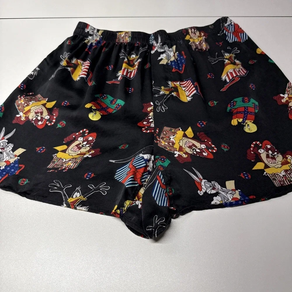 Vintage Looney Tunes Mania Mens Boxer Shorts Sz XL (40-42)‎ SILK Black